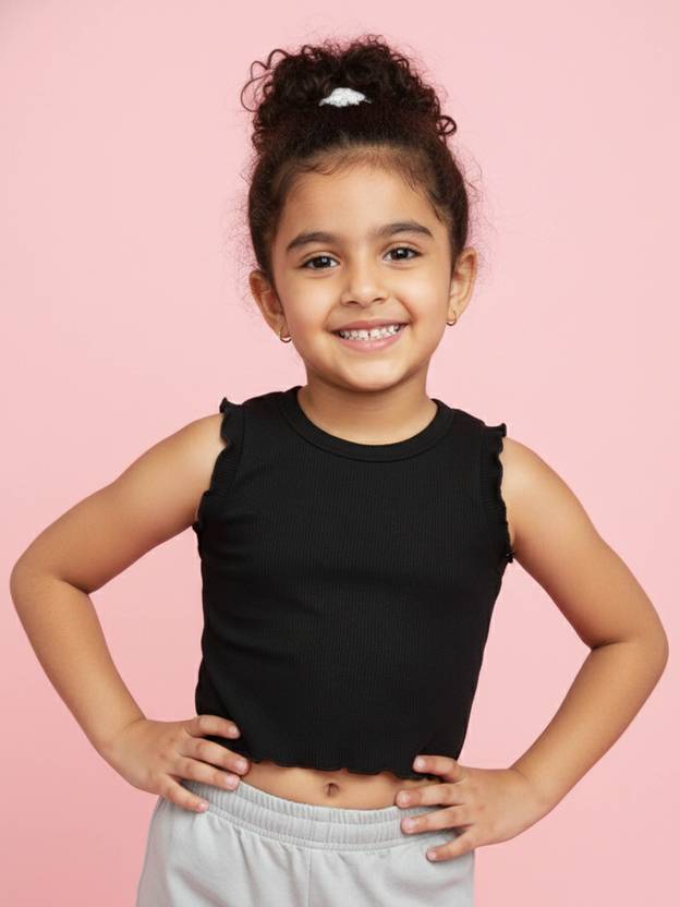 KiddoPanti Girls Casual Cotton Blend Crop Top