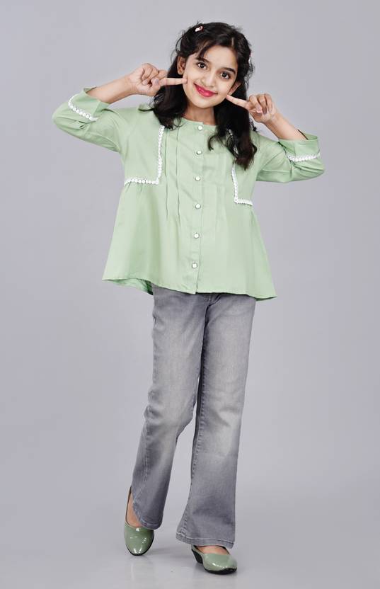 DMP EXPORT Girls Casual Rayon Fashion Sleeve Top