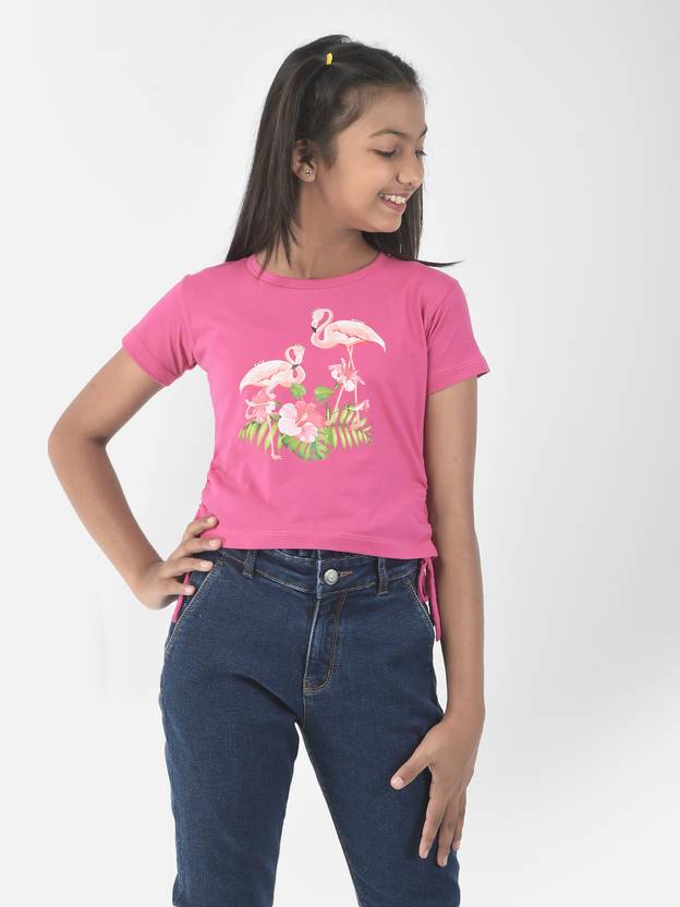 CRIMSOUNE CLUB Girls Casual Cotton Blend Top