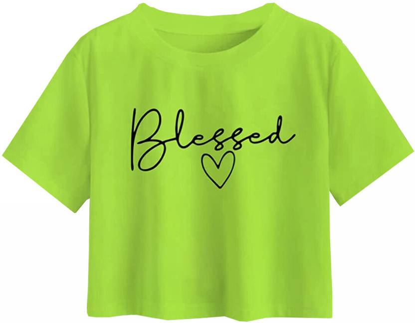 100LUCK Girls Casual Cotton Blend Crop Top