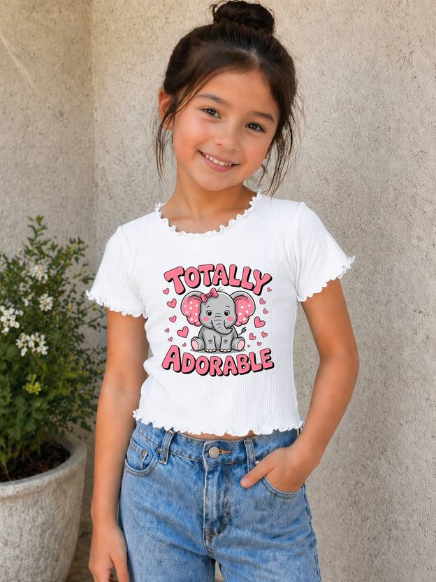 KIK33 Girls Cotton Blend Crop Top