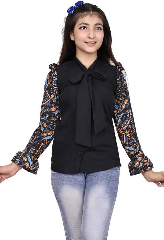 oriexfabb Girls Casual Cotton Blend Fashion Sleeve Top