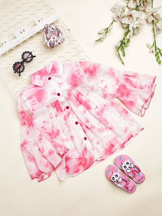 CUTIEKINS Girls Casual Poly Georgette Shirt Style Top