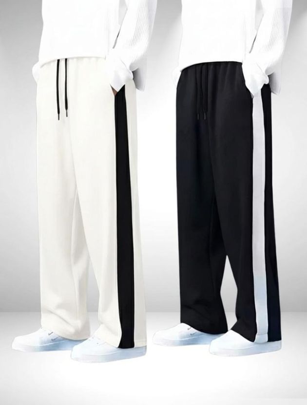 ManyaEmpire Boys Track Pant (White, Black, Pack of 2) - Image 1