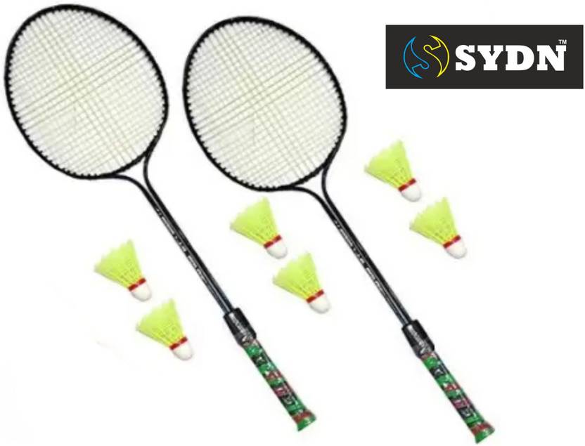 SYDN Badminton Racquet Double Shaft With Shuttle Cock 6_pc Badminton