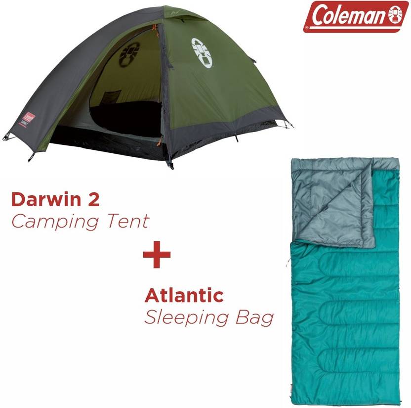 COLEMAN Darwin 2 Person Tent & Atlantic Sleeping Bag for Outdoor,Camping and Travelling Camping