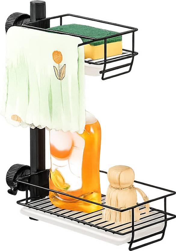 Breewell Water Dispenser Kitchen Rack ust-Proof Sponge Holder with Dishcloth Hanger & Removable Drip Tray Iron