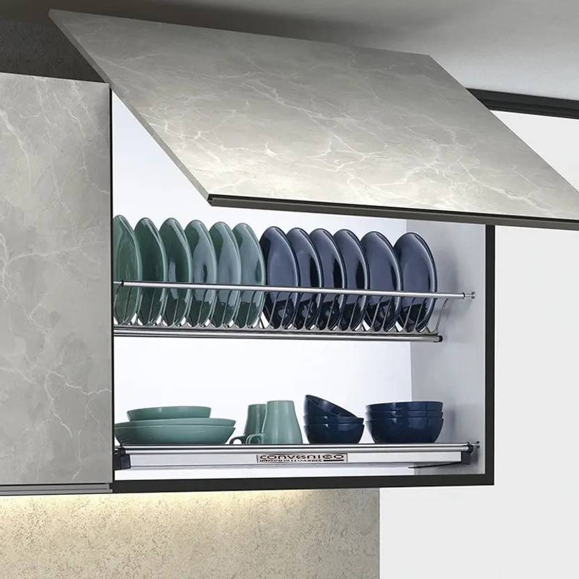 CONVENIEO Dish Drainer Kitchen Rack Steel Stainless Steel Dish Plate