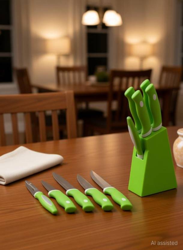 BUYERSMART Knife Set Knife Set with Plastic Stand | Plastic Knife Set | Knife Holder Kitchen Tool Set Green Kitchen Tool Set Kitchen Tool Set