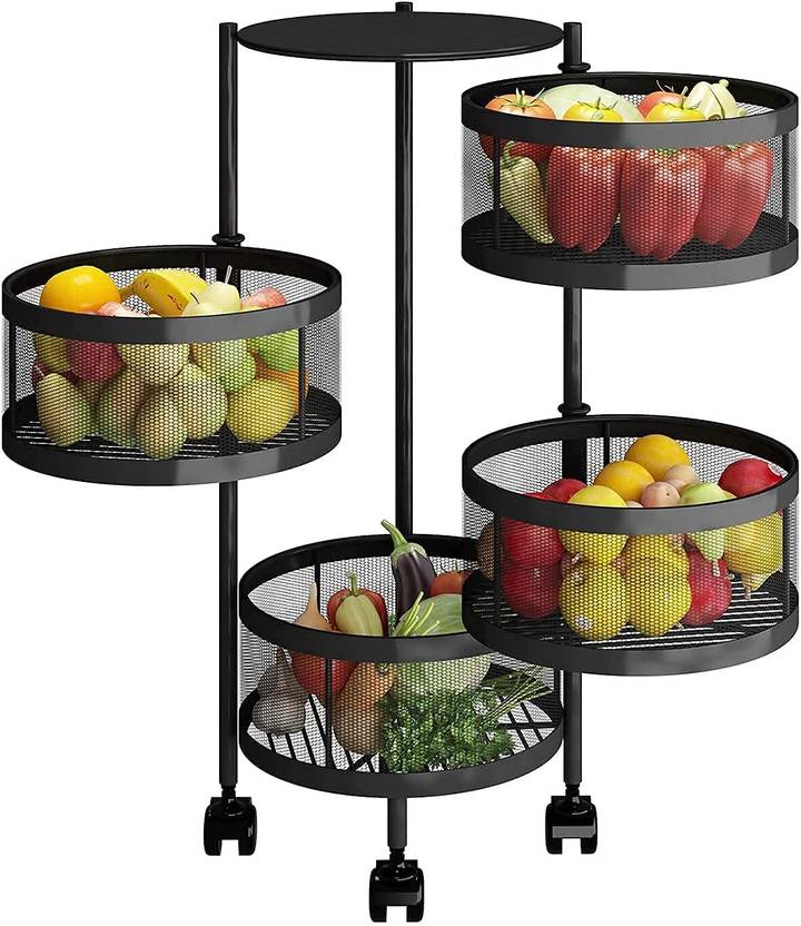 arkit Multi Purpose Storage Organizer 4 Layer Kitchen Rotating Trolley Carbon Steel Kitchen Trolley