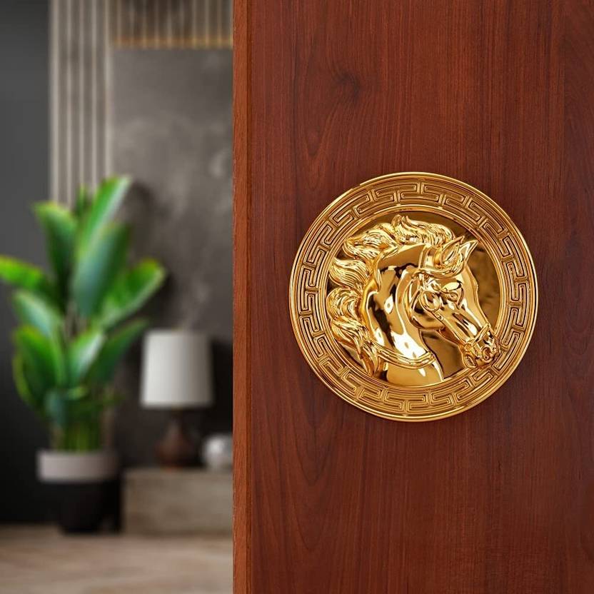 Bzcarts Gold Round Horse Face Knob Aluminium Door Handle
