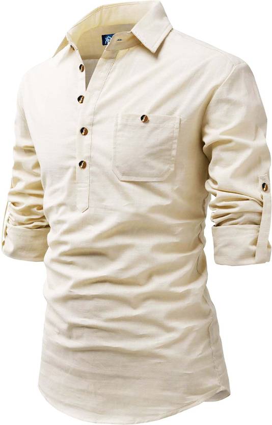 BHUVIKOO Men Solid Straight Kurta