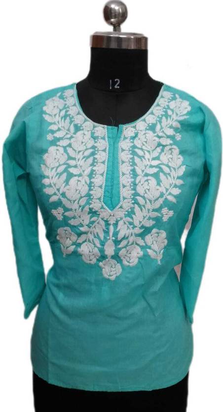 Sheeraz khan Chikan Embroidery Cotton Blend A-line Kurta for Women