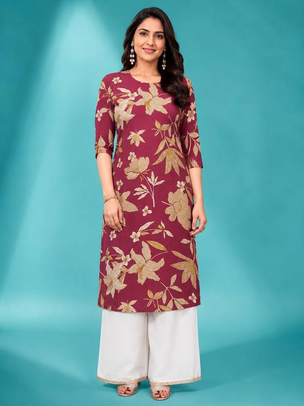 KETAKI FASHION Floral Print Crepe Straight Kurta for Women