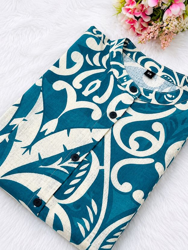 MARKSHIZUKA Women's Floral Print Cotton A-line Kurta - Image 5