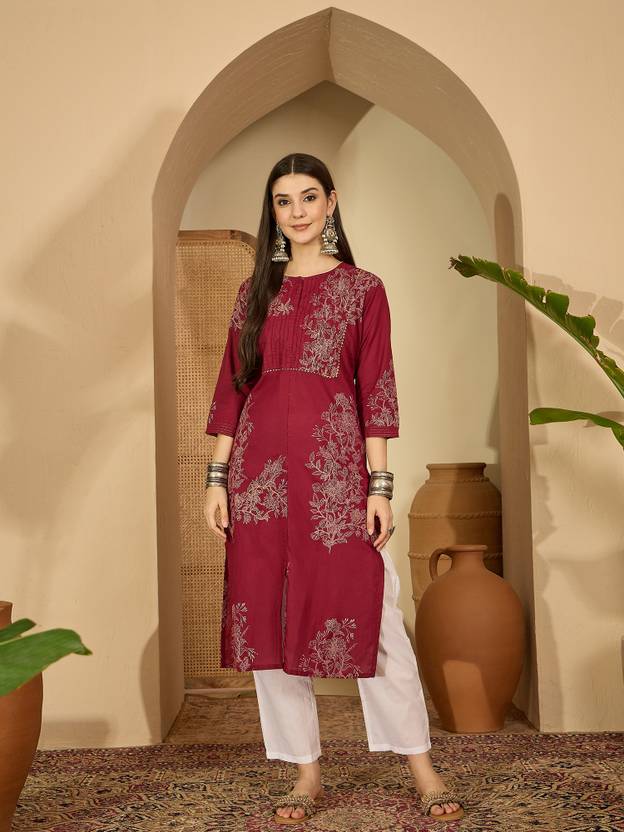 Vastramyaa Printed Cotton Blend Straight Kurta for Women