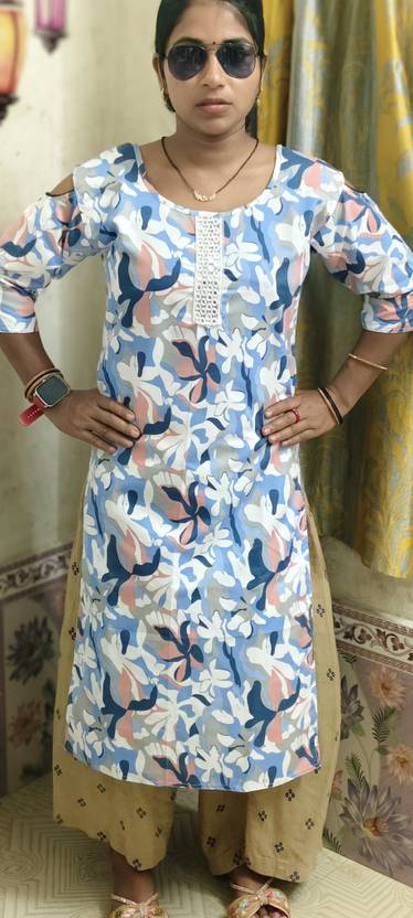 TRENDYNS Women Abstract, Printed Straight Kurta