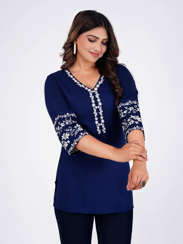 Emica Embroidered Viscose Rayon Straight Kurta for Women