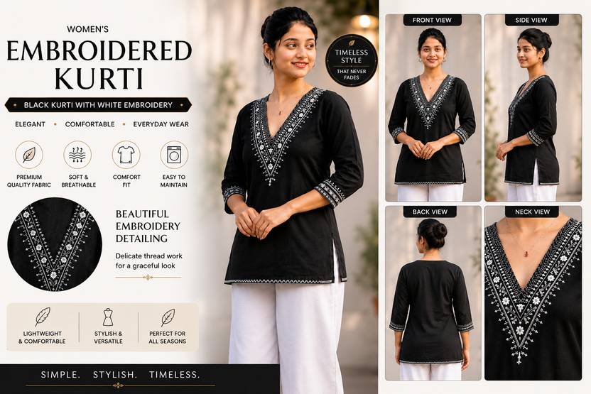 Anushree Women Embroidered Straight Kurta
