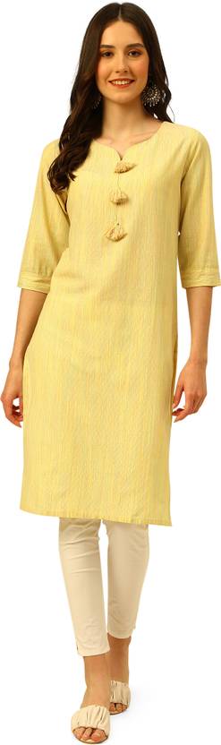 ANUSHIL Women Self Design, Striped, Embellished, Woven Design Straight Kurta