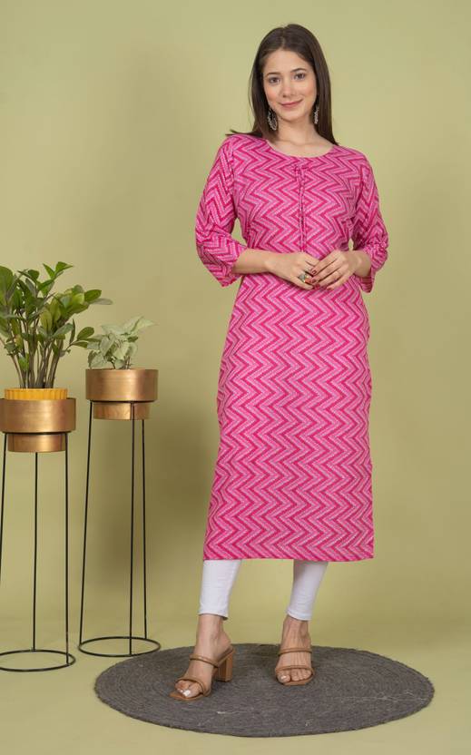 Sitaram Designer Ikat Cotton Blend Straight Kurta for Women