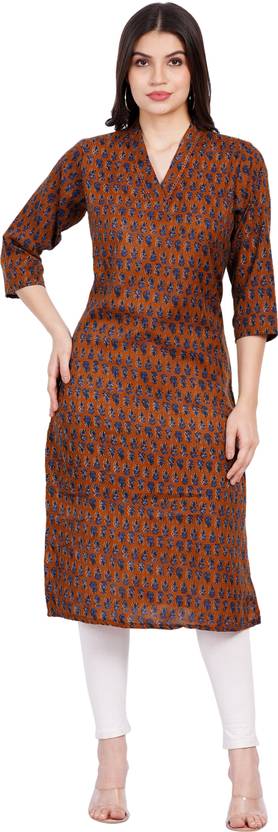 Navlika Floral Print Pure Cotton Straight Kurta for Women