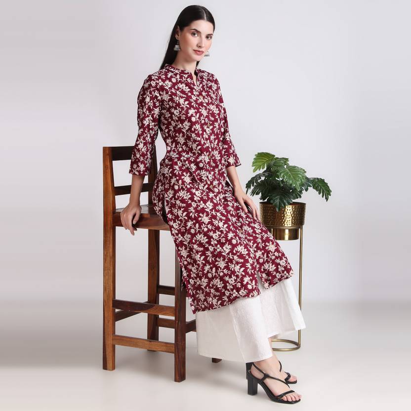 ichaa Printed Viscose Rayon Straight Kurta for Women