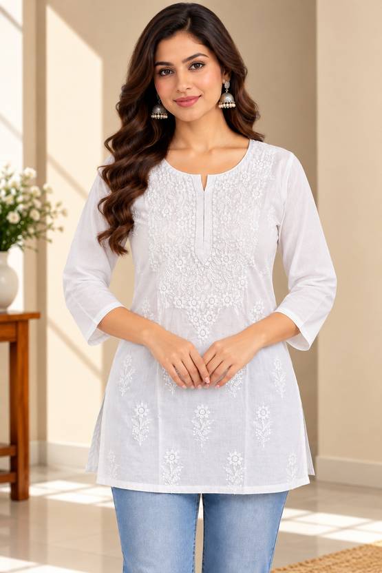Nazaqat Embroidered Pure Cotton Straight Kurta for Women