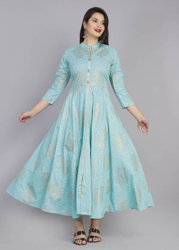RACHNA FASHION Women Gown Blue Knee Length Dress