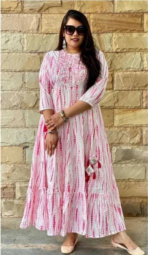POSHAK FEB TAX Printed Viscose Rayon Anarkali Kurta for Women