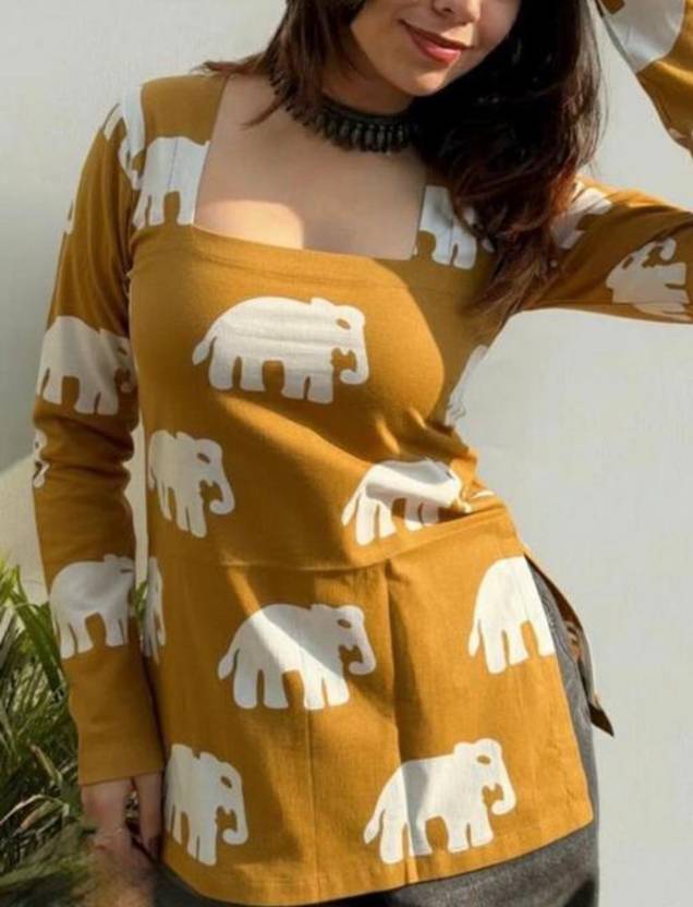 ANJANEYA FASHION Animal Print Cotton Rayon Straight Kurta for Women