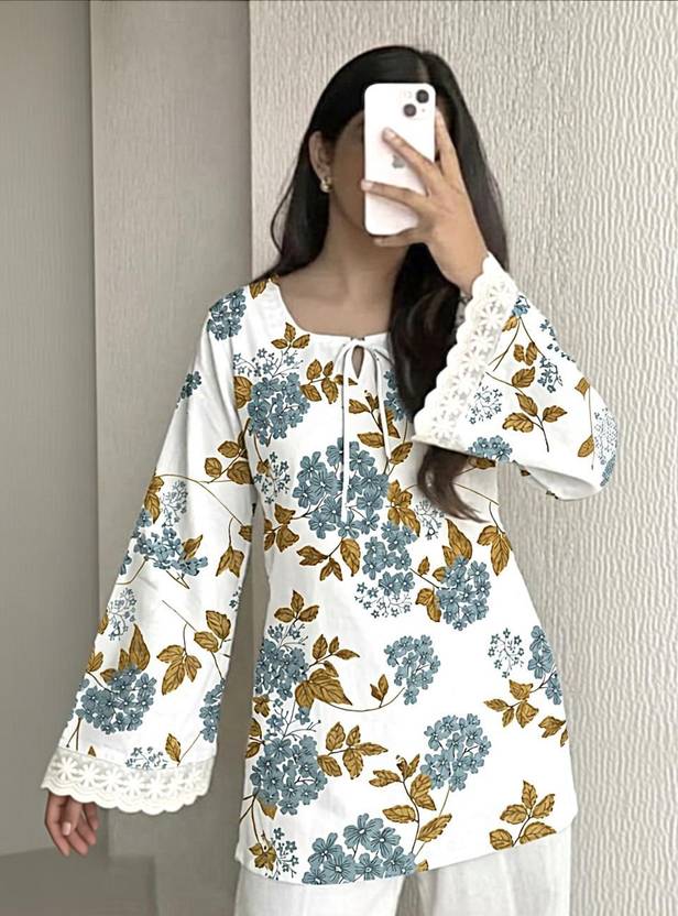 ADAN Printed Cotton Blend Straight Kurta for Women