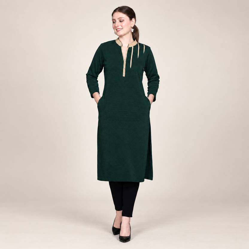 Rosary Self Design Wool Straight Kurta for Women