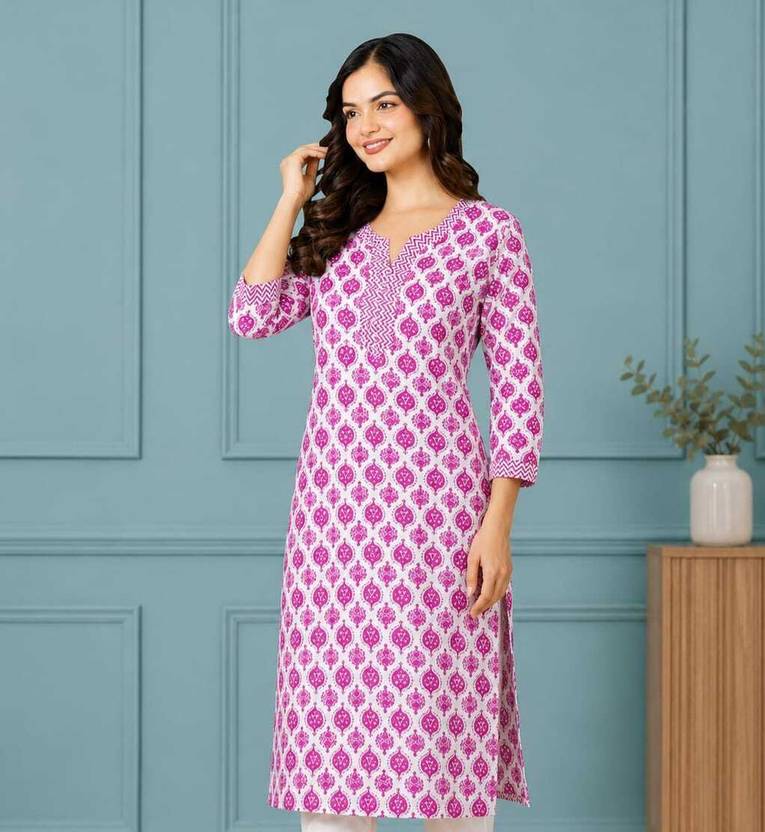 AbdullahFashion Printed Pure Cotton Straight Kurta for Women