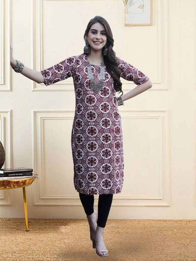 Anouk Rustic Printed Crepe Straight Kurta for Women