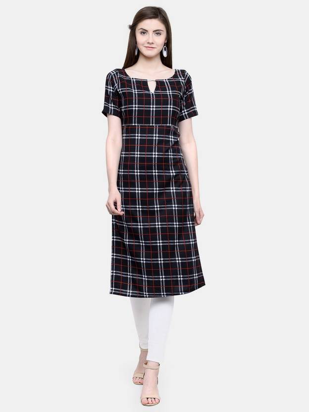 Aarsha Checkered Crepe Straight Kurta for Women