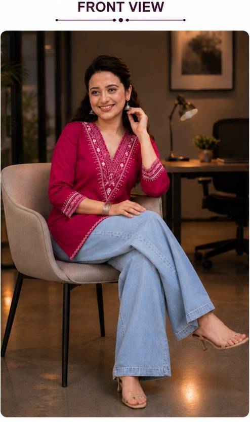 Anushree Women Embroidered, Printed A-line Kurta