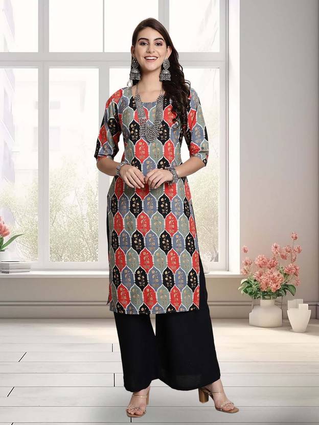 Anouk Rustic Printed Crepe Straight Kurta for Women