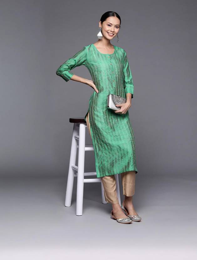 Varanga Striped Pure Silk Straight Kurta for Women