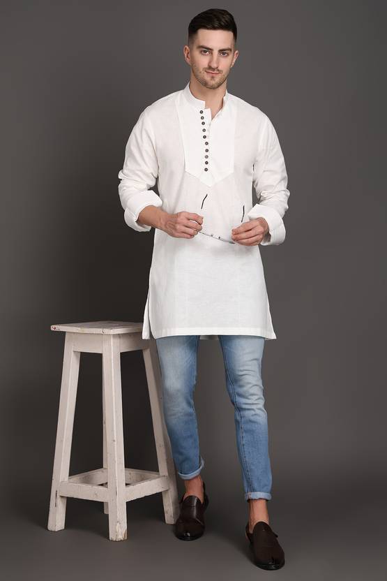 MIDAV Solid Pure Cotton Straight Kurta for Men