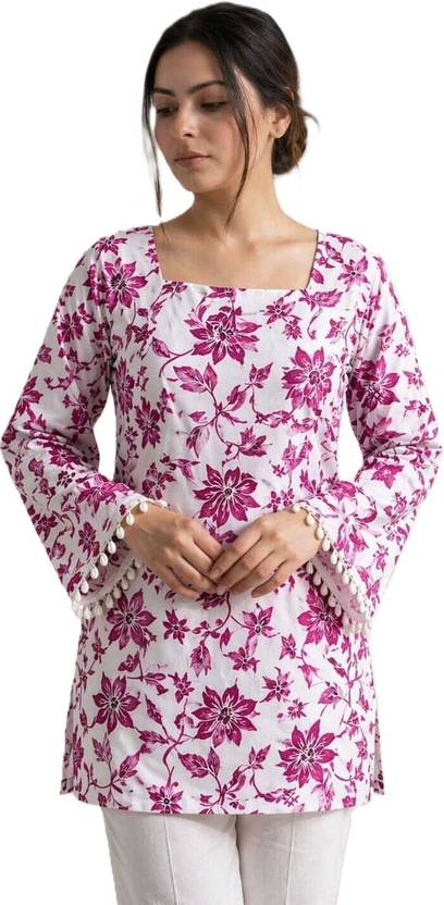 Cottonhube Floral Print Pure Cotton Straight Kurta for Women