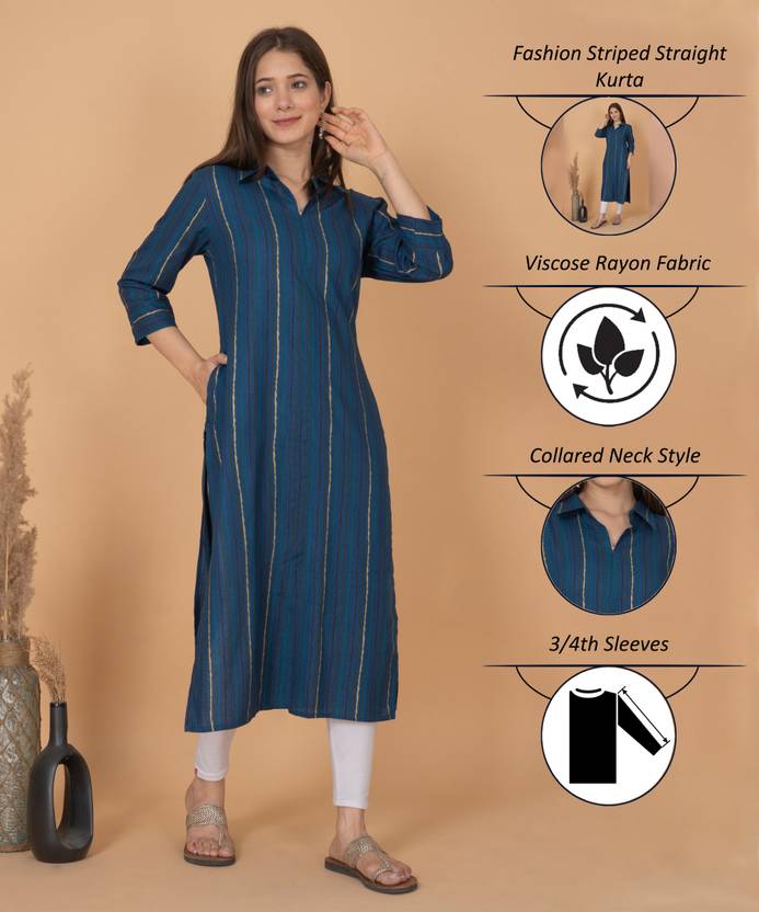 Rimeline Fashion Printed Viscose Rayon A-line Kurta for Women