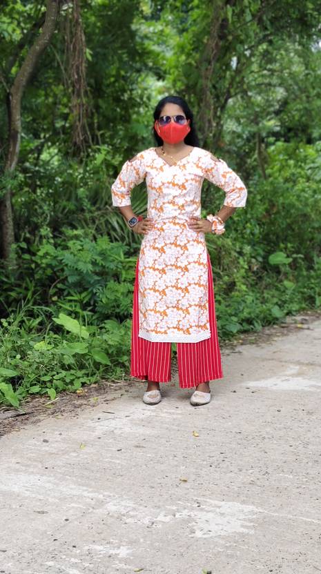 TRENDYNS Women Floral Print, Printed Straight Kurta