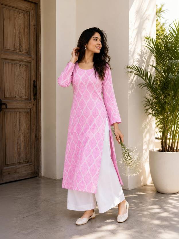 Lavanya Fashion Printed Pure Cotton Straight Kurta for Women