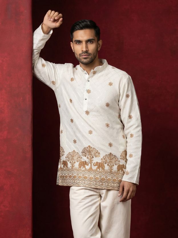 Jompers Men Embroidered Tunic Kurta - Image 5