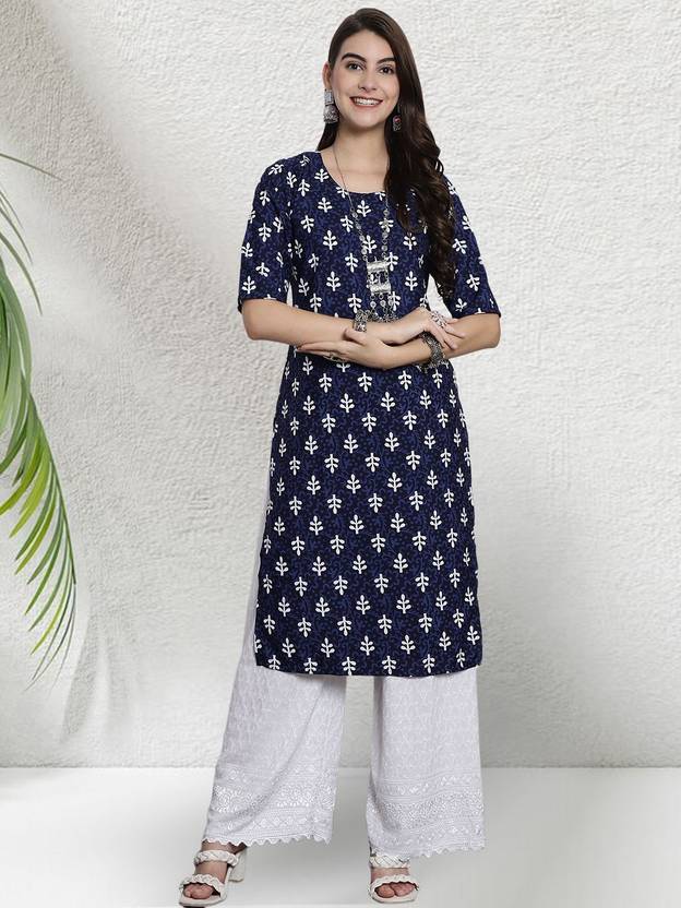 Anouk Rustic Printed Crepe Straight Kurta for Women
