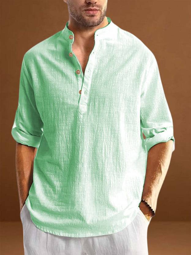 LENIA Solid Cotton Blend Straight Kurta for Men