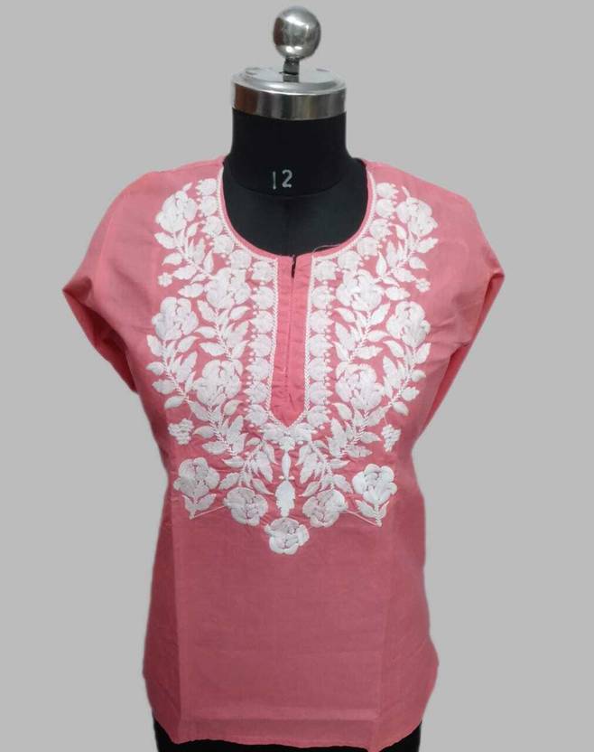 Sheeraz khan Chikan Embroidery Cotton Blend A-line Kurta for Women