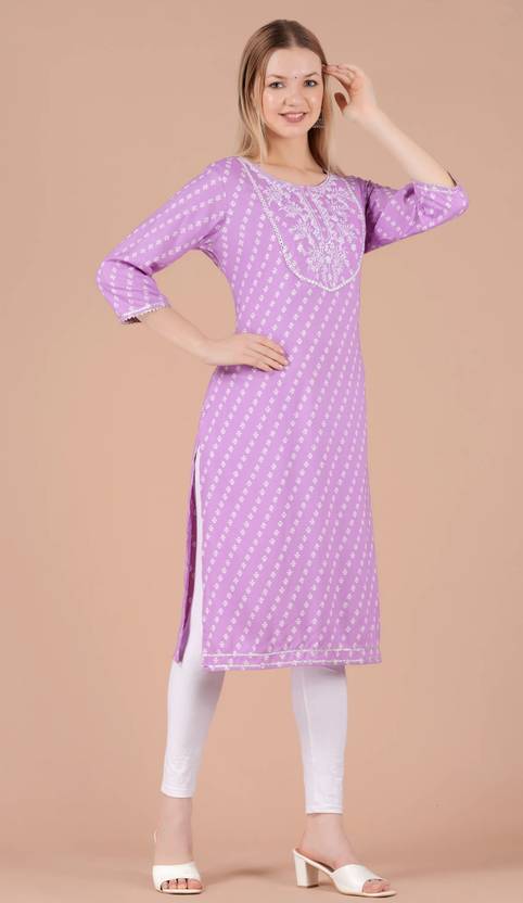 Seva Chikan Women Embroidered Straight Kurta