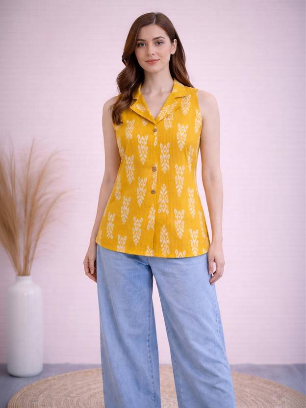 ETHNIFLAIR Printed Pure Cotton Straight Kurta for Women